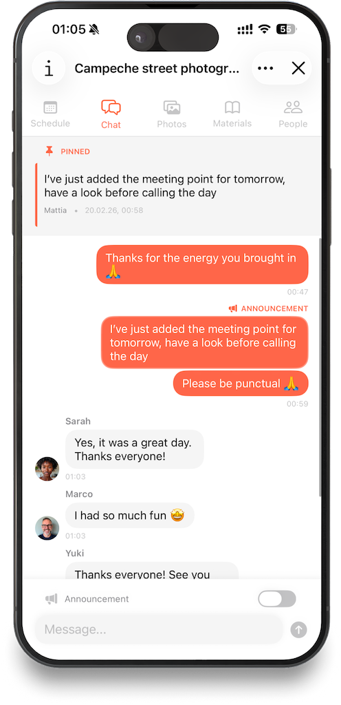 Workshop group chat